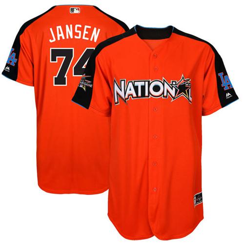 Dodgers #74 Kenley Jansen Orange All-Star National League Stitched MLB Jersey - Click Image to Close